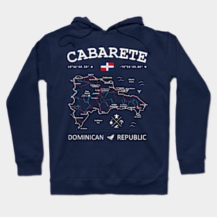 Dominican Republic Travel Map Flag Cabarete Roads Rivers and Oceans Hoodie